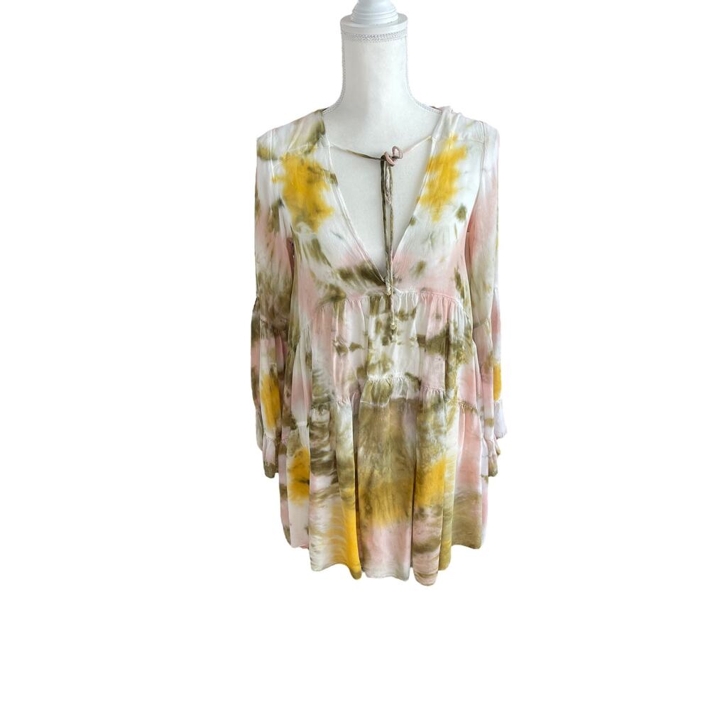 Young Fabulous and Broke Rosa Mini Dress Olive Venus Tie Dye Oversized Boho XS - Picture 4 of 12